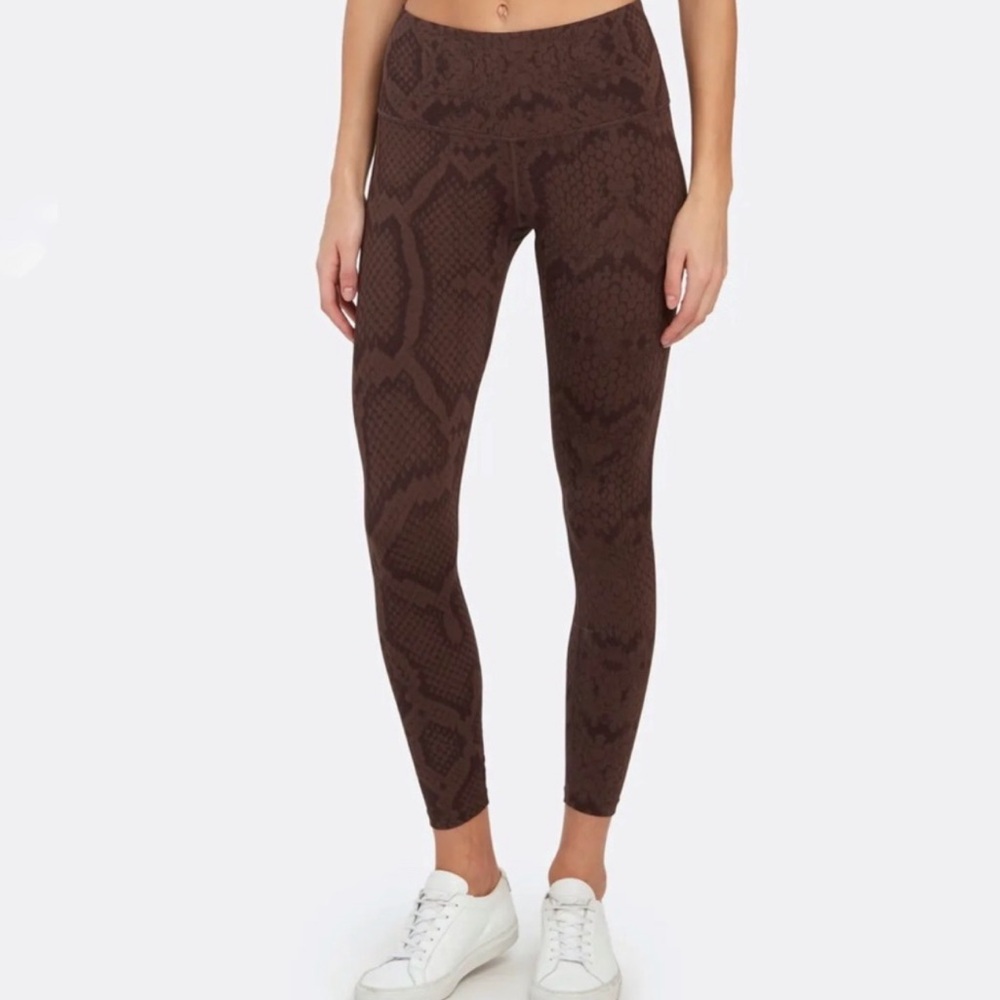 Varley Brown Snake-Print High-Waist Leggings